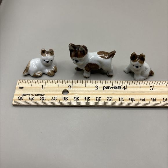 Set of 3 Vintage Mini Porcelain Figurines Frenchie French Bulldogs Made in JAPAN - Picture 5 of 6